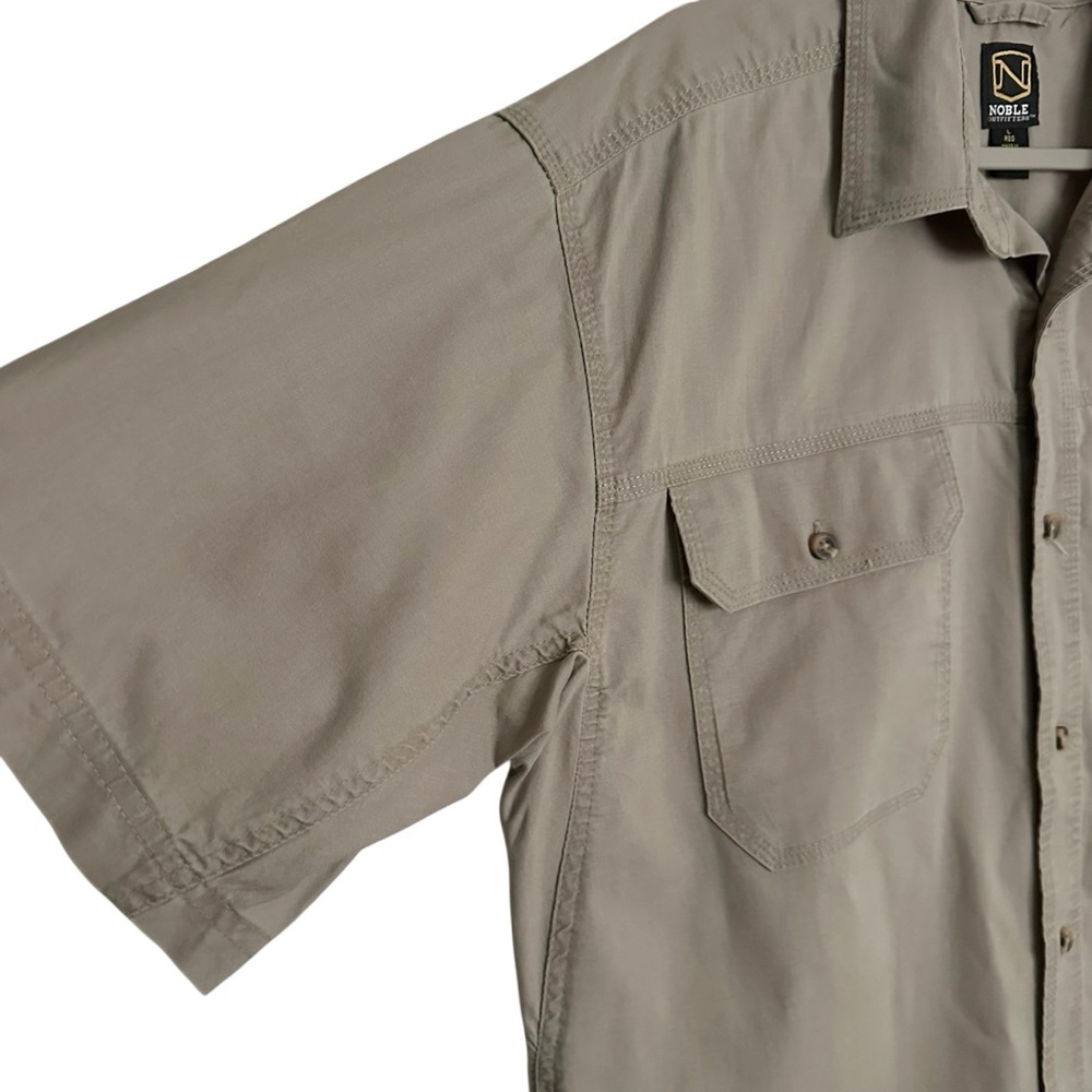 NOBLE Outfitters Men’s Short Sleeve Utility Work‎ Shirt 100% Cotton Khaki Large - Picture 6 of 11